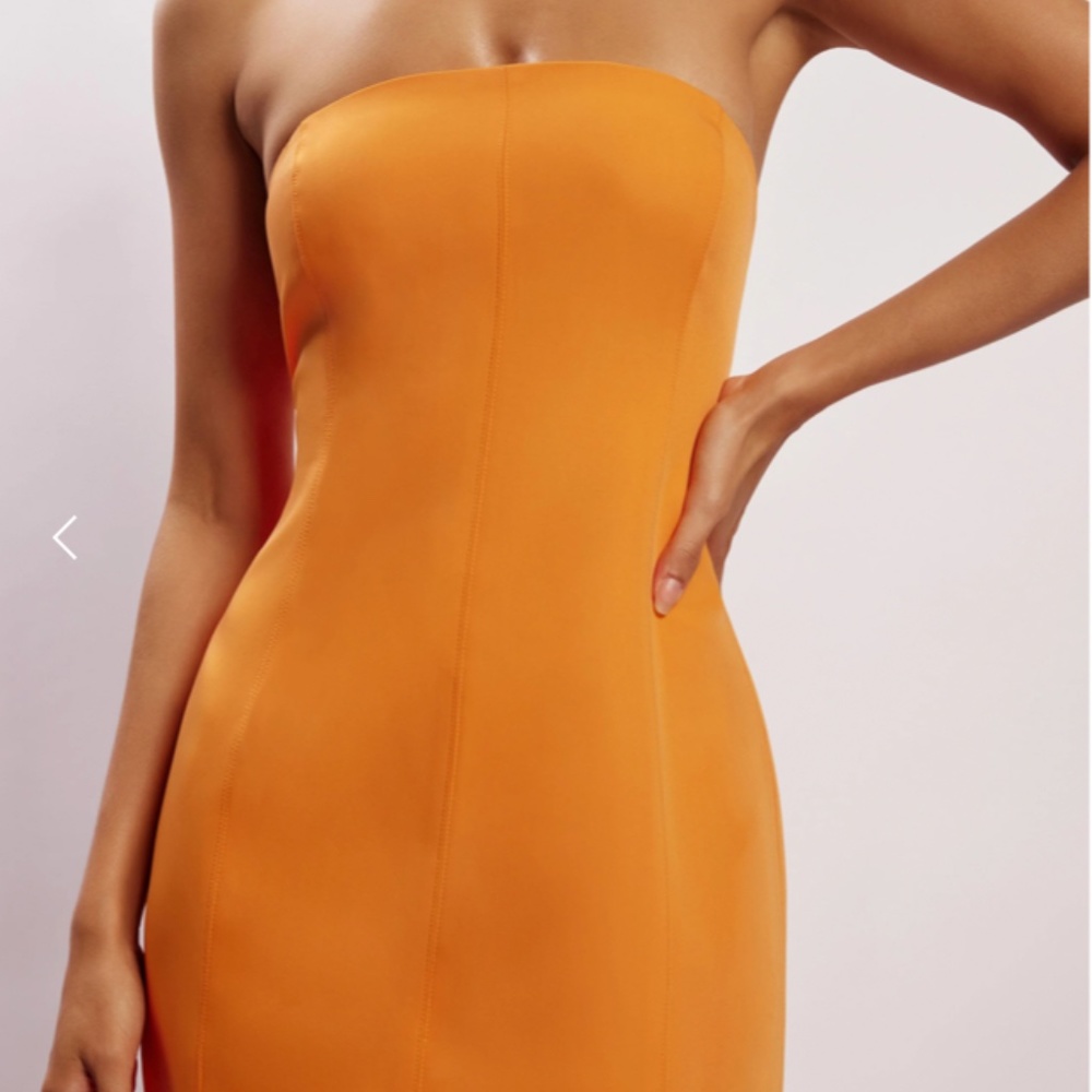Meshki Bold Orange Strapless Mini Dress